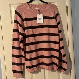 NWT Princess Polly Pink & Brown Striped Jacquette Knit Sweater